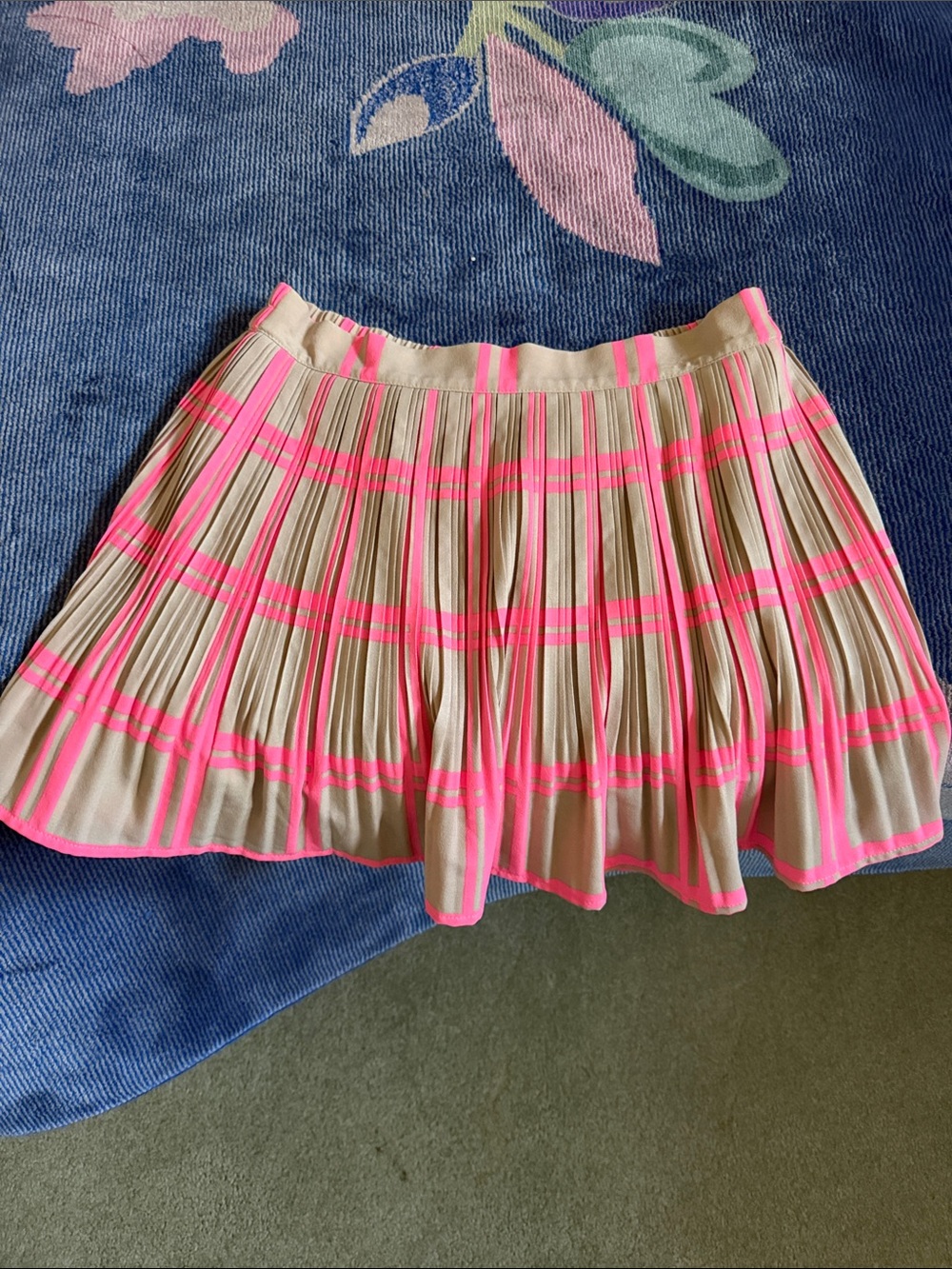 Cecico Beige and HOT neon pink stripes Skirt